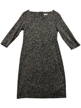 Chico's So Slimming 3/4 Sleeve Quinn Dress Sz 0 US S/4 Black Camel Leopard Print